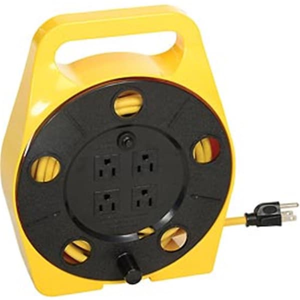 Virtual Yellow Quad Plug Cord Reel, 25 ft. - 16 by 3 GA VI2582693 - main